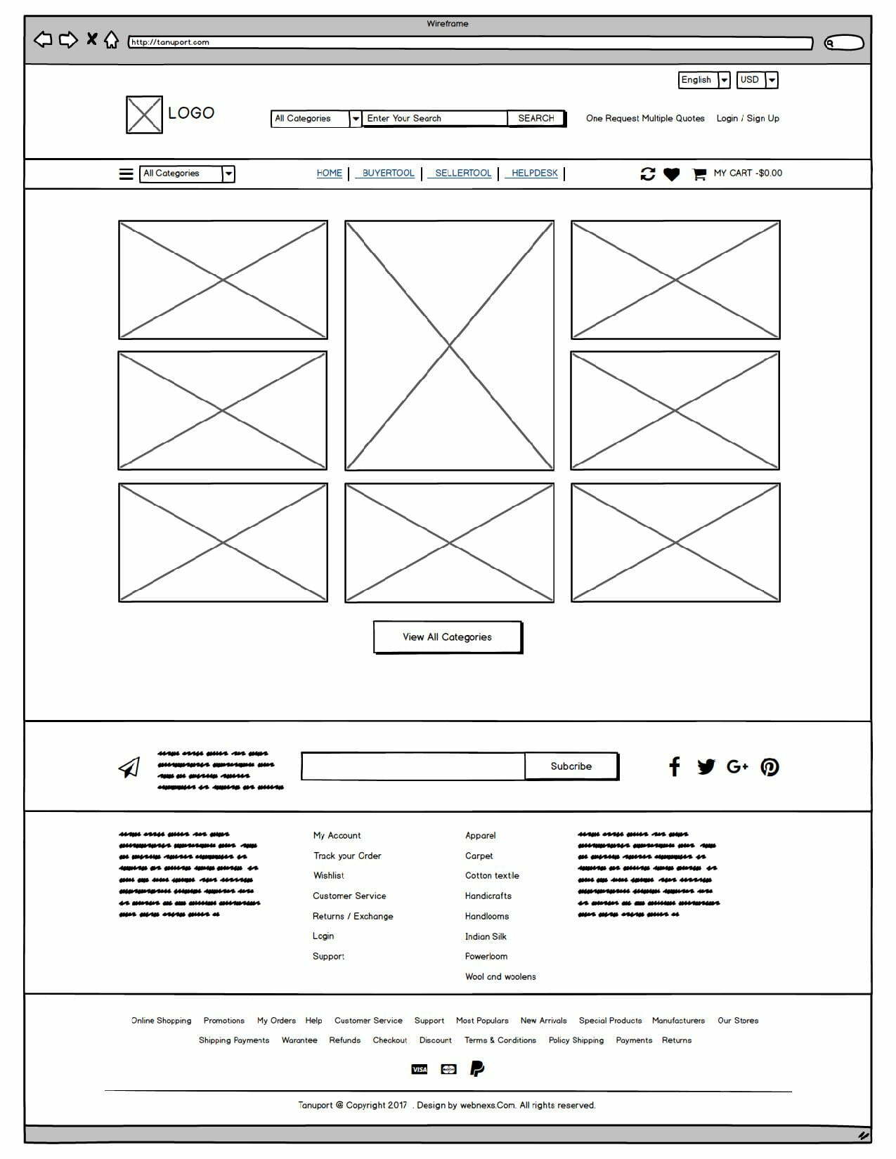 Tanuport Wireframe by Webnexs
